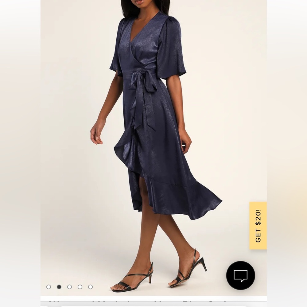 Lulu's Navy Wrap Dress​ - Picture 2 of 10